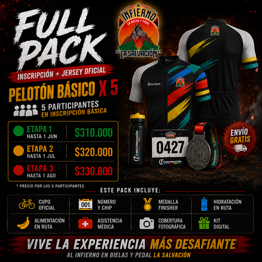 INSCRIPCIÓN GRUPAL FULL PACK 5 DEPORTISTAS
